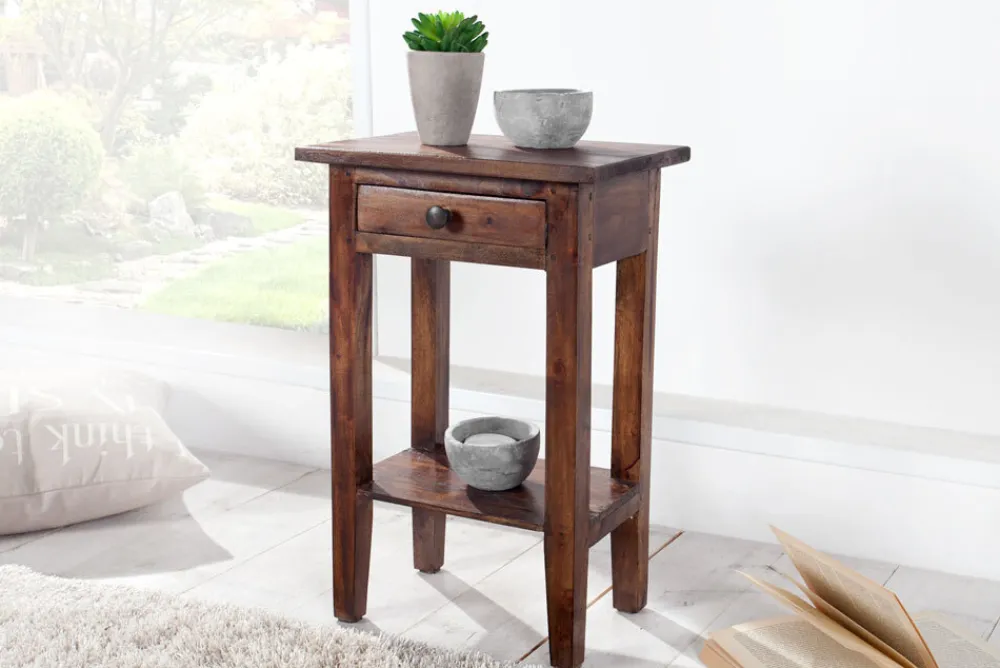 Riess-Ambiente Beistelltische|Mehr... > Massiver Beistelltisch HEMINGWAY 55cm coffee Mahagoniholz Shabby Chic Telefontisch