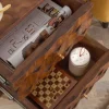 Riess-Ambiente Mehr...|Massivholztische > Massiver Beistelltisch MYSTIC LIVING 40cm Akazie braun 3D Oberfläche Nachttisch