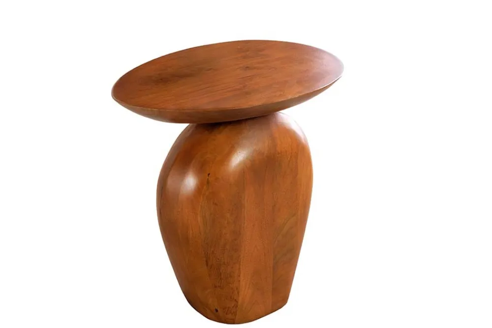 Riess-Ambiente Mehr...|Massivholz Beistelltische > Massiver Beistelltisch ORGANIC 50cm braun Mangoholz oval Säulenfuß