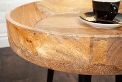 Riess-Ambiente Mehr...|Massivholztische > Massiver Beistelltisch PURE NATURE 35cm natur Mangoholz rund mit schwarzen Metallbeinen
