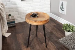 Riess-Ambiente Mehr...|Massivholztische > Massiver Beistelltisch PURE NATURE 35cm natur Mangoholz rund mit schwarzen Metallbeinen