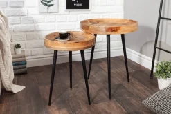 Riess-Ambiente Mehr...|Massivholztische > Massiver Beistelltisch PURE NATURE 45cm natur Mangoholz rund mit schwarzen Metallbeinen