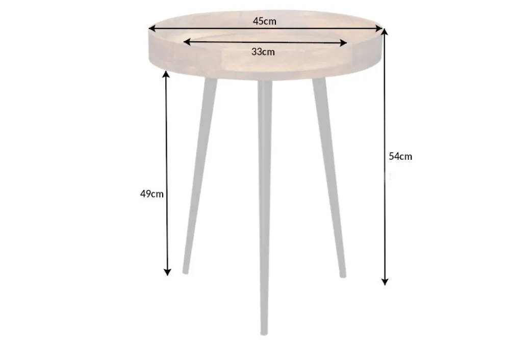 Riess-Ambiente Mehr...|Massivholztische > Massiver Beistelltisch PURE NATURE 45cm natur Mangoholz rund mit schwarzen Metallbeinen