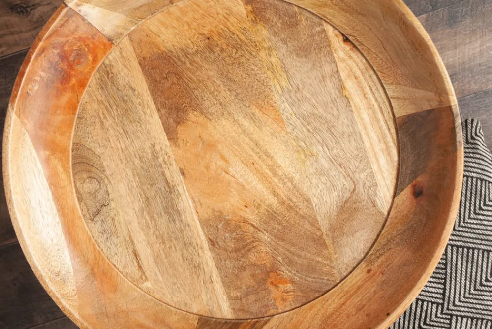 Riess-Ambiente Mehr...|Massivholztische > Massiver Beistelltisch PURE NATURE 45cm natur Mangoholz rund mit schwarzen Metallbeinen