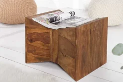 Riess-Ambiente Mehr...|Mehr... > Massiver Beistelltisch PYRAMID 35cm braun Sheeshamholz stone finish Maserung Hocker