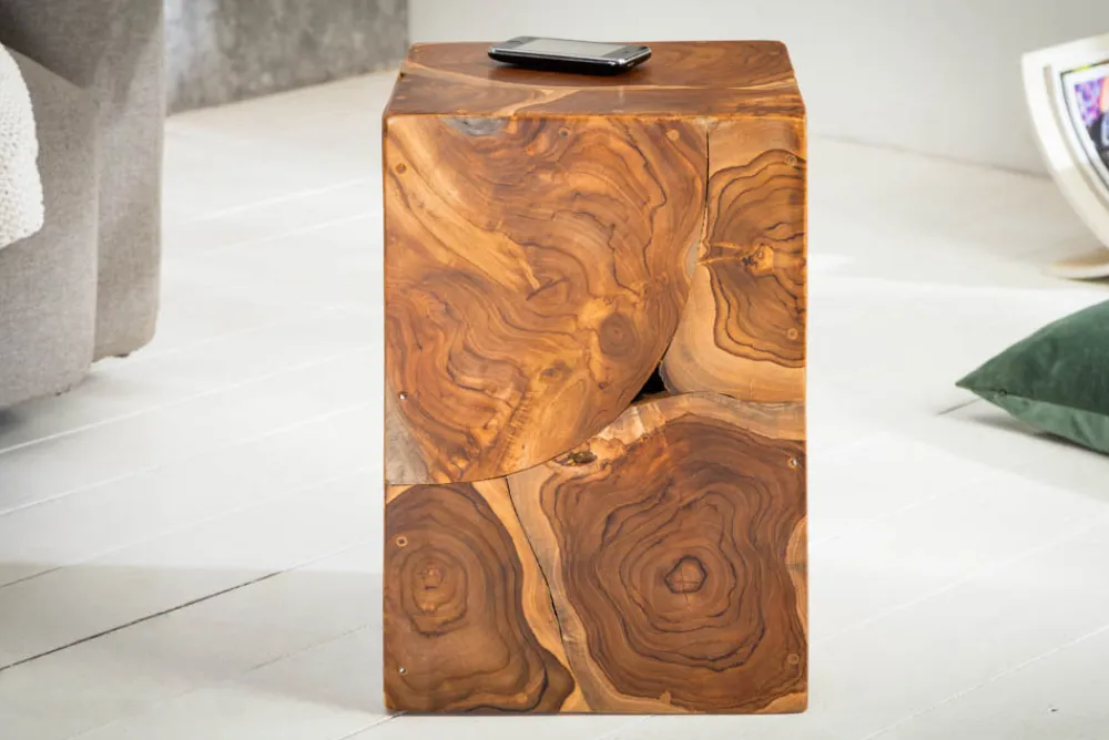 Riess-Ambiente Beistelltische|Mehr... > Massiver Beistelltisch SQUARE 30cm Teakholz Würfel Sitzhocker