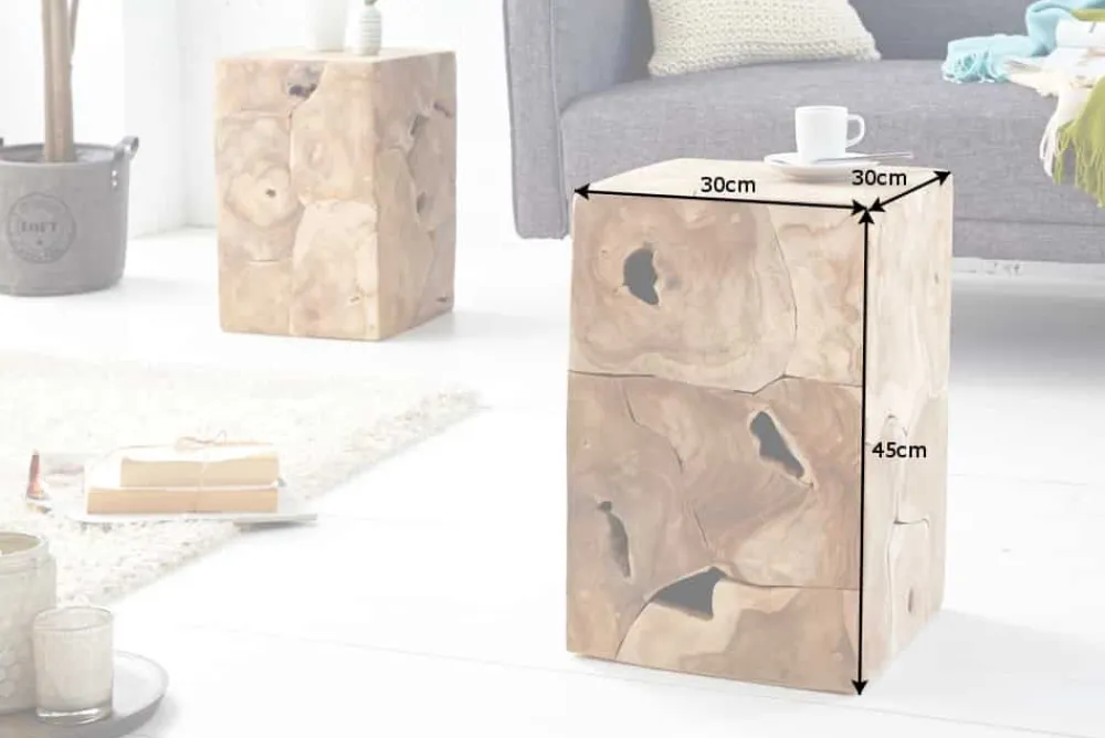 Riess-Ambiente Beistelltische|Mehr... > Massiver Beistelltisch SQUARE 30cm Teakholz Würfel Sitzhocker