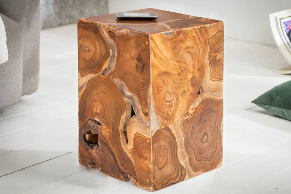 Riess-Ambiente Beistelltische|Mehr... > Massiver Beistelltisch SQUARE 30cm Teakholz Würfel Sitzhocker