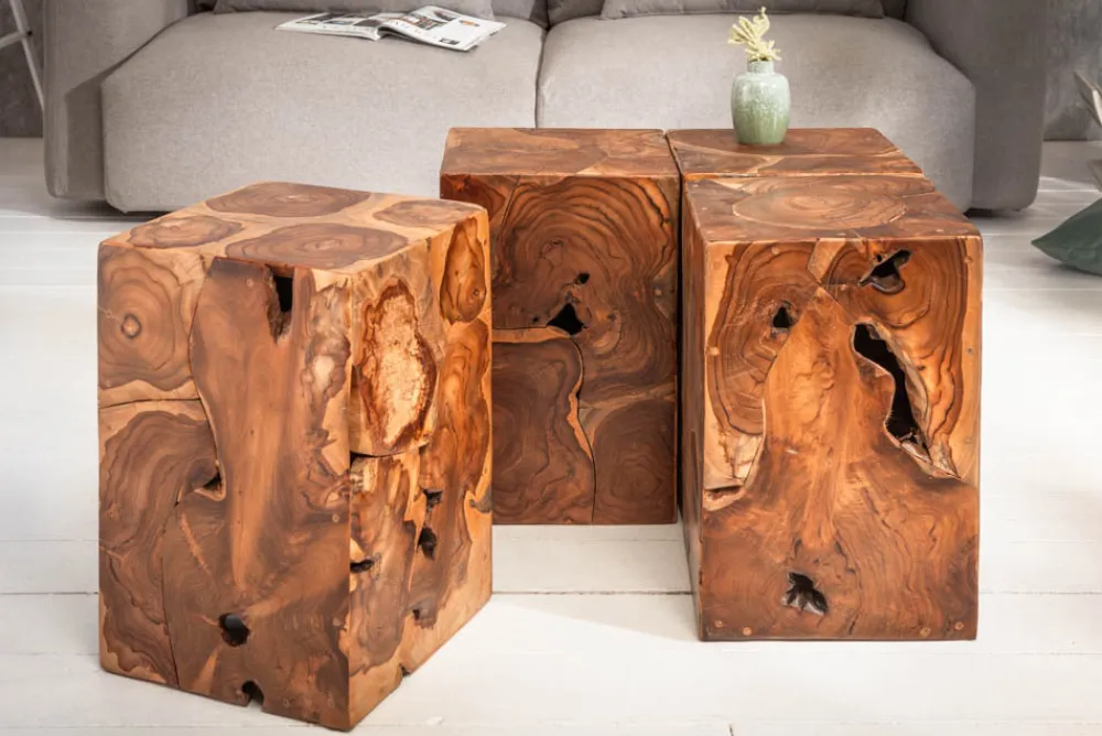 Riess-Ambiente Beistelltische|Mehr... > Massiver Beistelltisch SQUARE 30cm Teakholz Würfel Sitzhocker