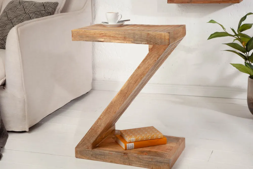 Riess-Ambiente Beistelltische|Mehr... > Massiver Beistelltisch Z 45cm Mangoholz Z-Form in Handarbeit gefertigt
