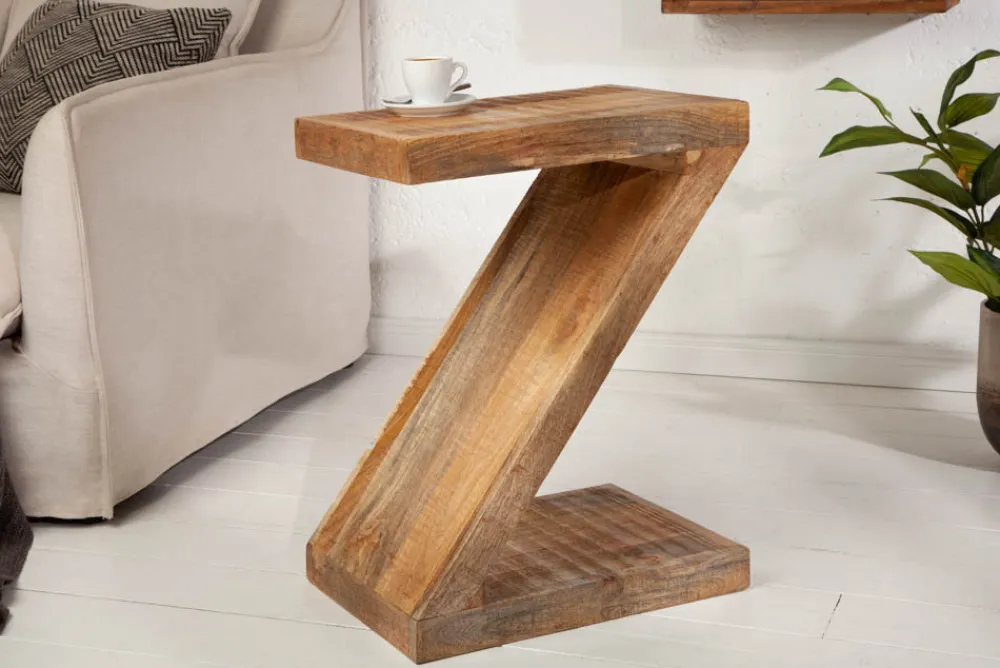 Riess-Ambiente Beistelltische|Mehr... > Massiver Beistelltisch Z 45cm Mangoholz Z-Form in Handarbeit gefertigt