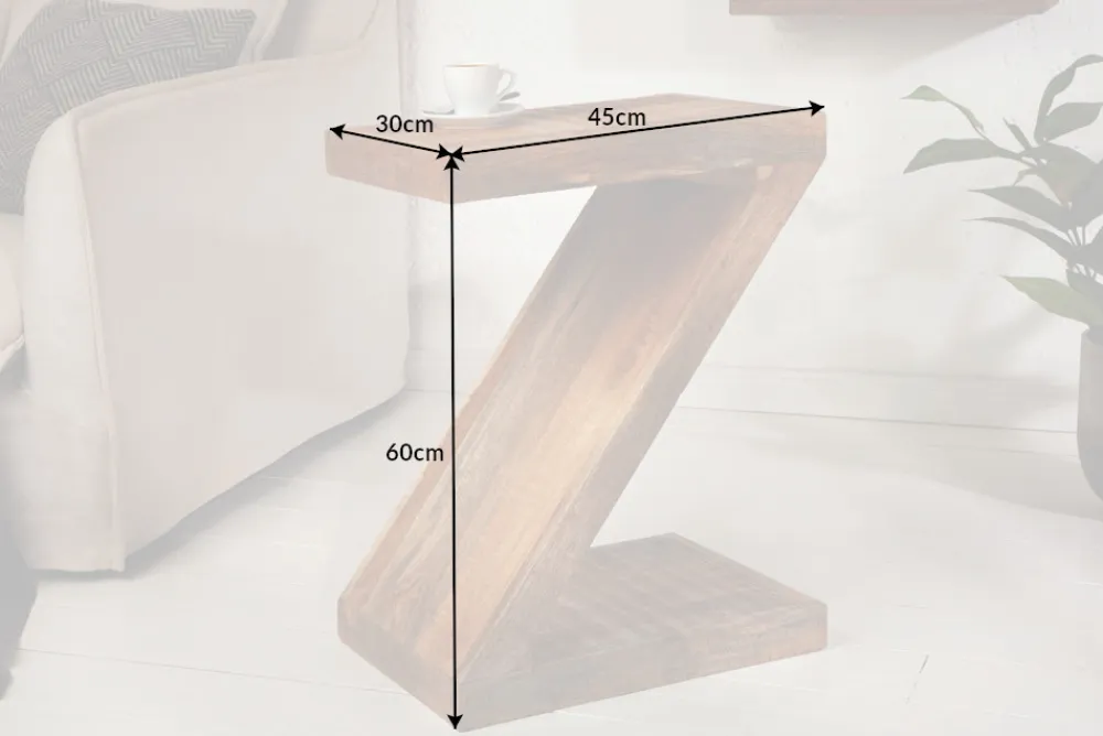 Riess-Ambiente Beistelltische|Mehr... > Massiver Beistelltisch Z 45cm Mangoholz Z-Form in Handarbeit gefertigt