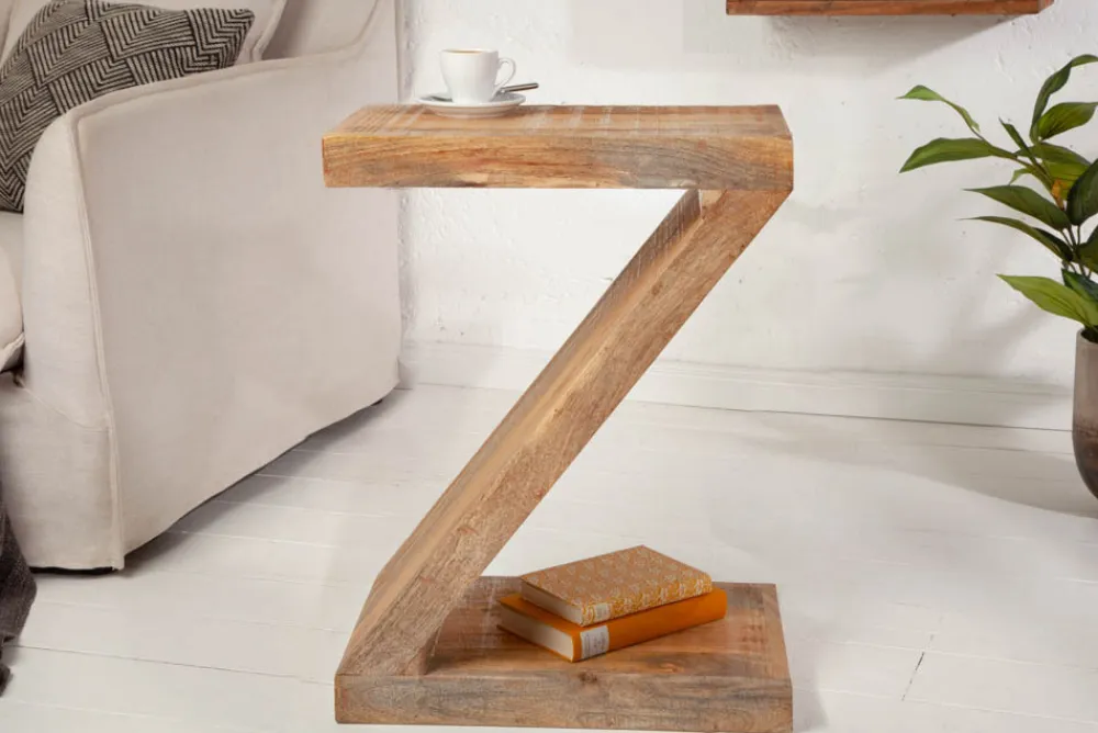 Riess-Ambiente Beistelltische|Mehr... > Massiver Beistelltisch Z 45cm Mangoholz Z-Form in Handarbeit gefertigt