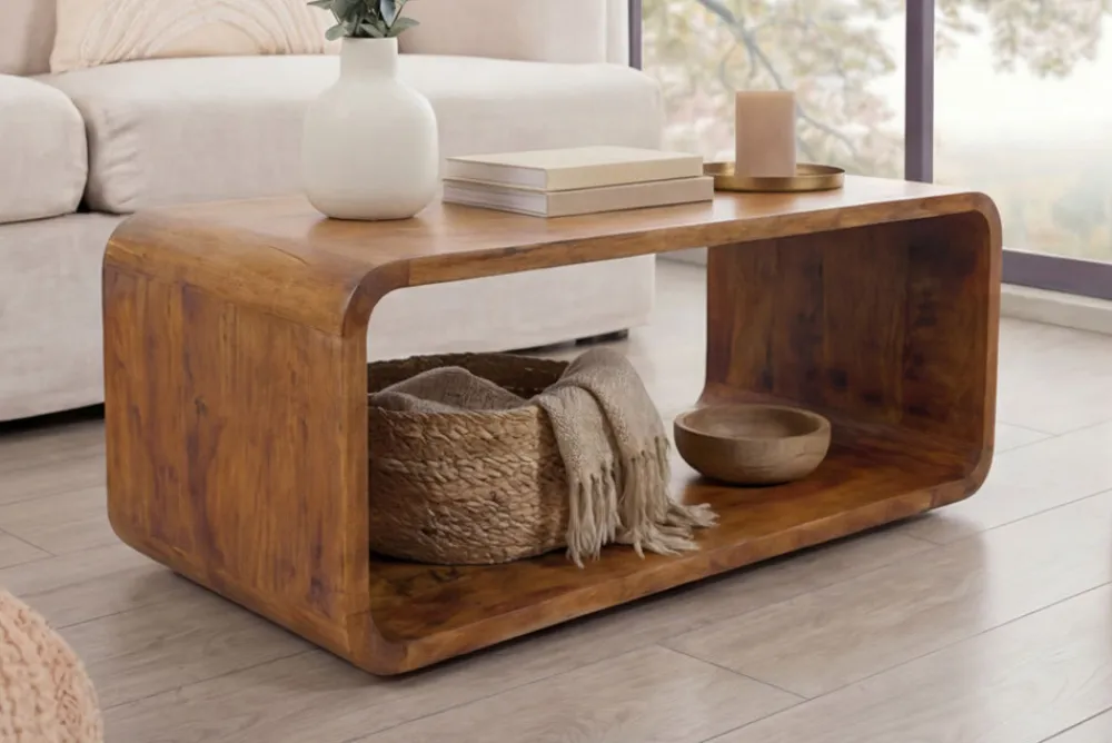 Riess-Ambiente Mehr...|Couchtische > Massiver Couchtisch CUBUS 100cm braun honey finish Mangoholz handmade