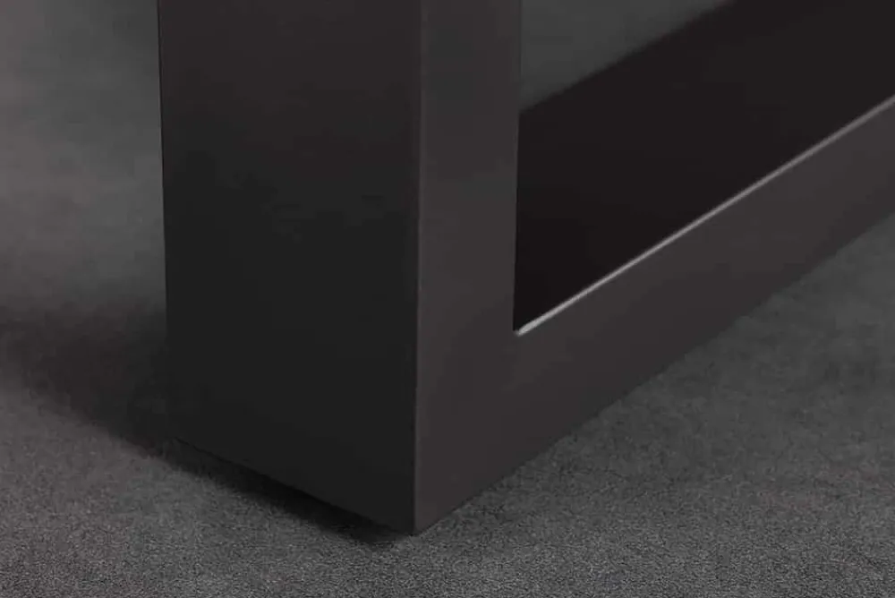 Riess-Ambiente Mehr...|Massivholztische > Massiver Couchtisch GENESIS 110cm braun anthrazit Akazie Baumkante Kufengestell