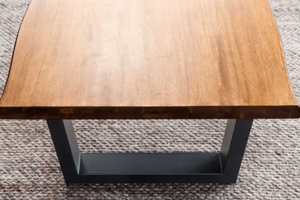 Riess-Ambiente Mehr...|Massivholztische > Massiver Couchtisch GENESIS 110cm braun Akazienholz Baumkante V-Gestell