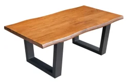 Riess-Ambiente Mehr...|Massivholztische > Massiver Couchtisch GENESIS 110cm braun Akazienholz Baumkante V-Gestell