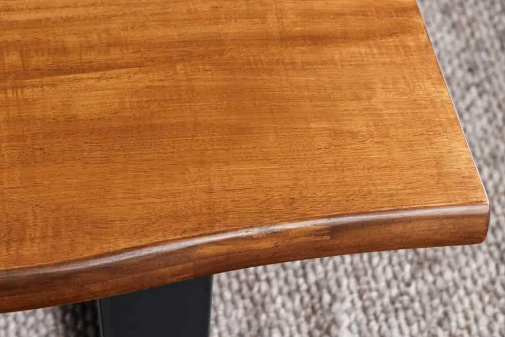 Riess-Ambiente Mehr...|Massivholztische > Massiver Couchtisch GENESIS 110cm braun Akazienholz Baumkante V-Gestell