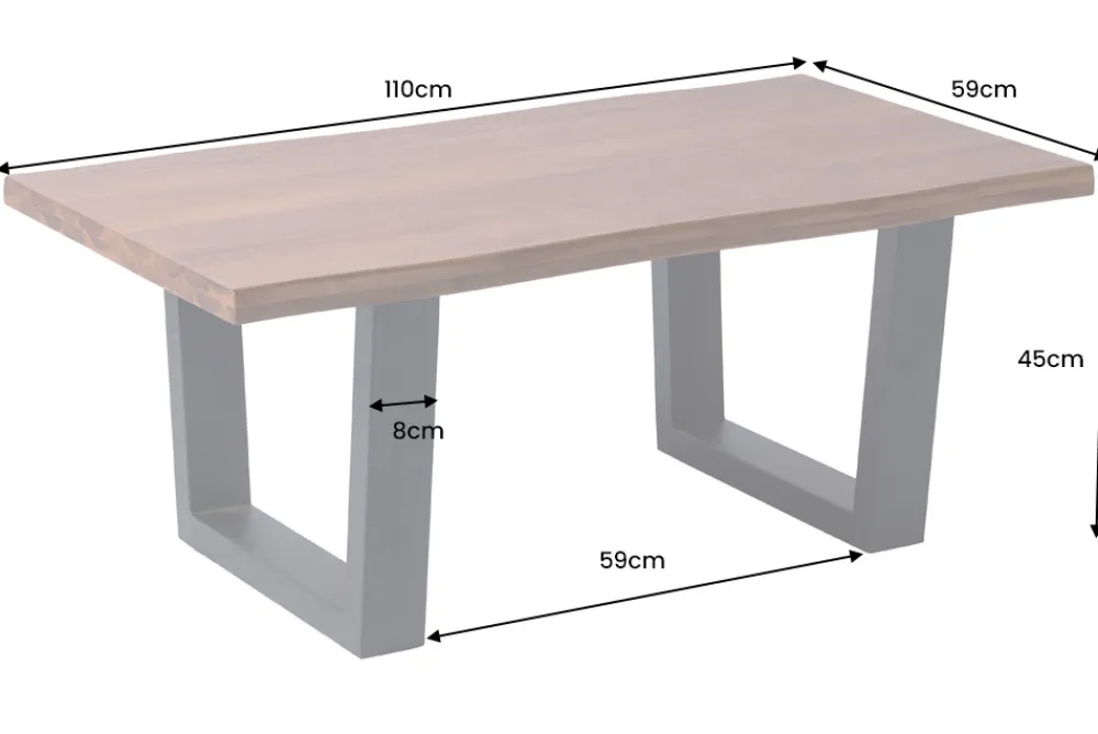Riess-Ambiente Mehr...|Massivholztische > Massiver Couchtisch GENESIS 110cm braun Akazienholz Baumkante V-Gestell