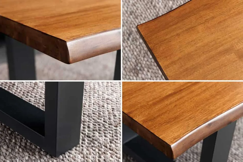 Riess-Ambiente Mehr...|Massivholztische > Massiver Couchtisch GENESIS 110cm braun Akazienholz Baumkante V-Gestell