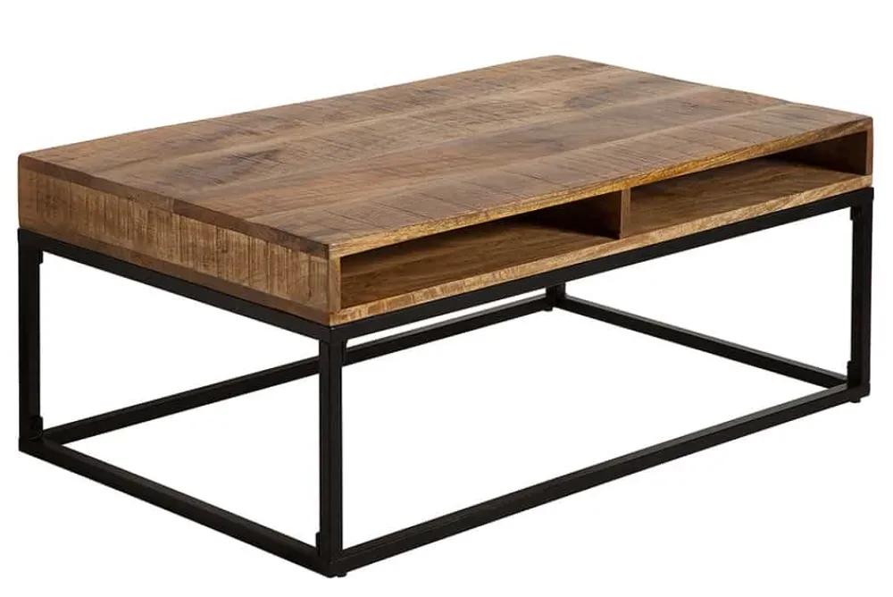 Riess-Ambiente Mehr...|Couchtische > Massiver Couchtisch IRON CRAFT 100cm Mangoholz mit Schublade schwarzes Metallgestell