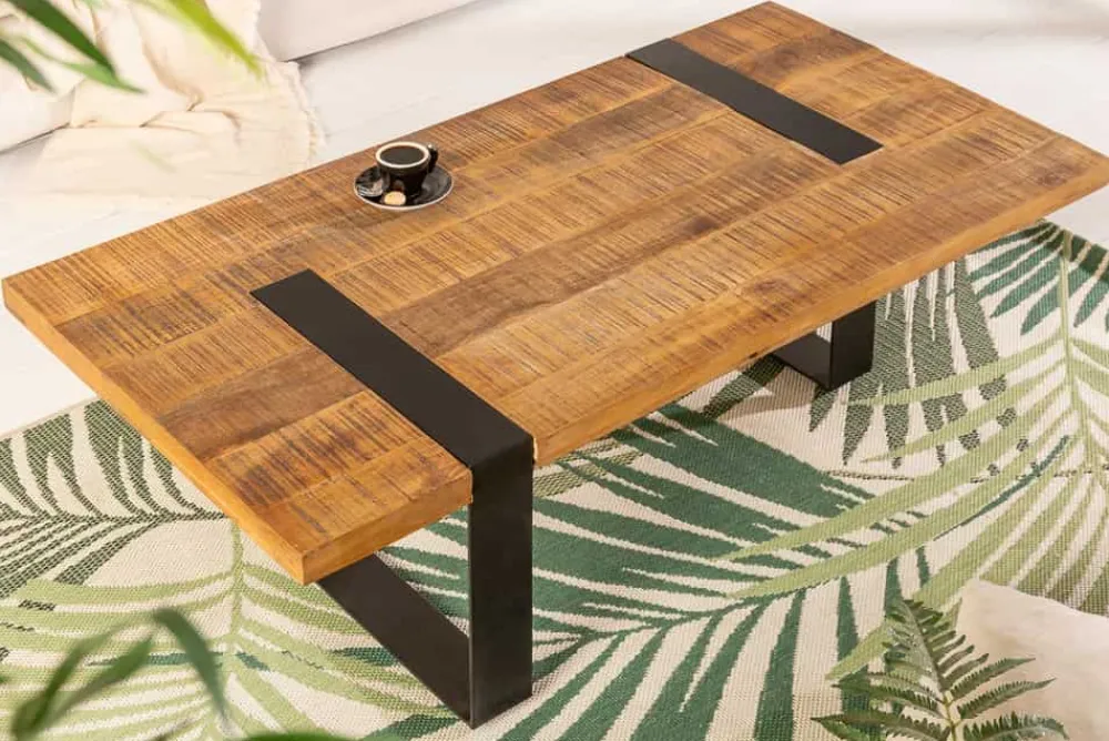 Riess-Ambiente Couchtische & Truhen|Mehr... > Massiver Couchtisch IRON CRAFT 100cm braun natur Mangoholz schwarz Metall