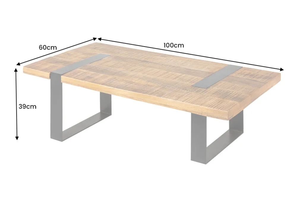Riess-Ambiente Couchtische & Truhen|Mehr... > Massiver Couchtisch IRON CRAFT 100cm braun natur Mangoholz schwarz Metall