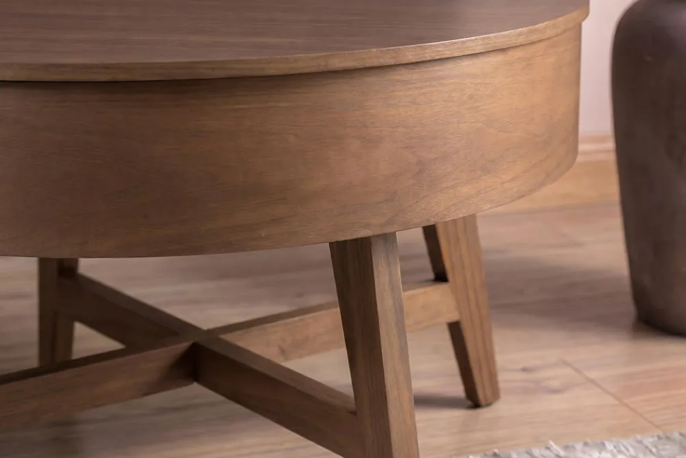Riess-Ambiente Skandinavisch|Couchtische & Truhen > Massiver Couchtisch KYOTO 70cm braun Mangoholz im Walnuss-Design mit Stauraum