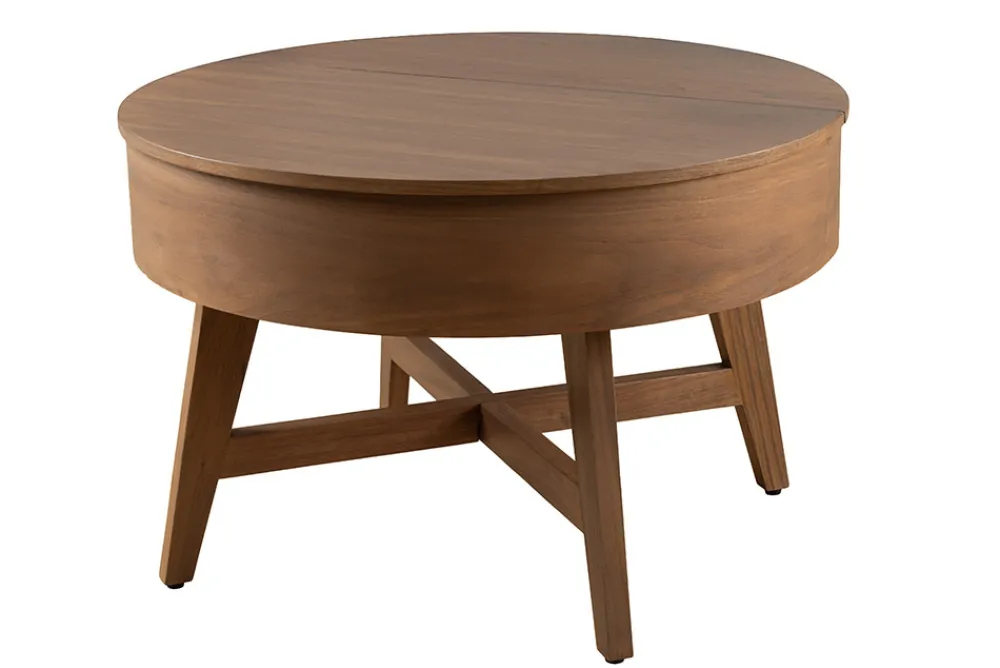Riess-Ambiente Skandinavisch|Couchtische & Truhen > Massiver Couchtisch KYOTO 70cm braun Mangoholz im Walnuss-Design mit Stauraum