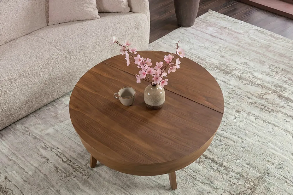 Riess-Ambiente Skandinavisch|Couchtische & Truhen > Massiver Couchtisch KYOTO 70cm braun Mangoholz im Walnuss-Design mit Stauraum