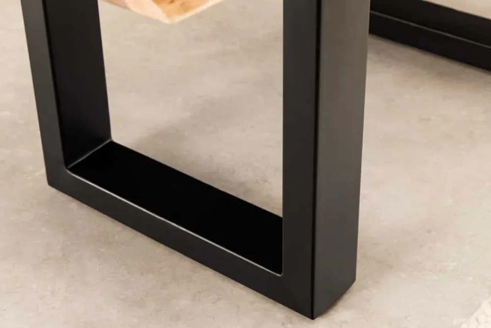 Riess-Ambiente Mehr...|Couchtische > Massiver Couchtisch LIQUID 110cm braun Akazienholz Baumkante schwarz Eisen blau