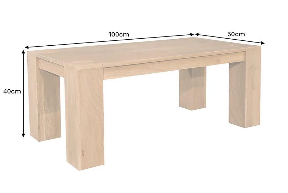 Riess-Ambiente Mehr...|Couchtische > Massiver Couchtisch MAKASSAR 100cm natur Mangoholz cream finish einzigartige Maserung