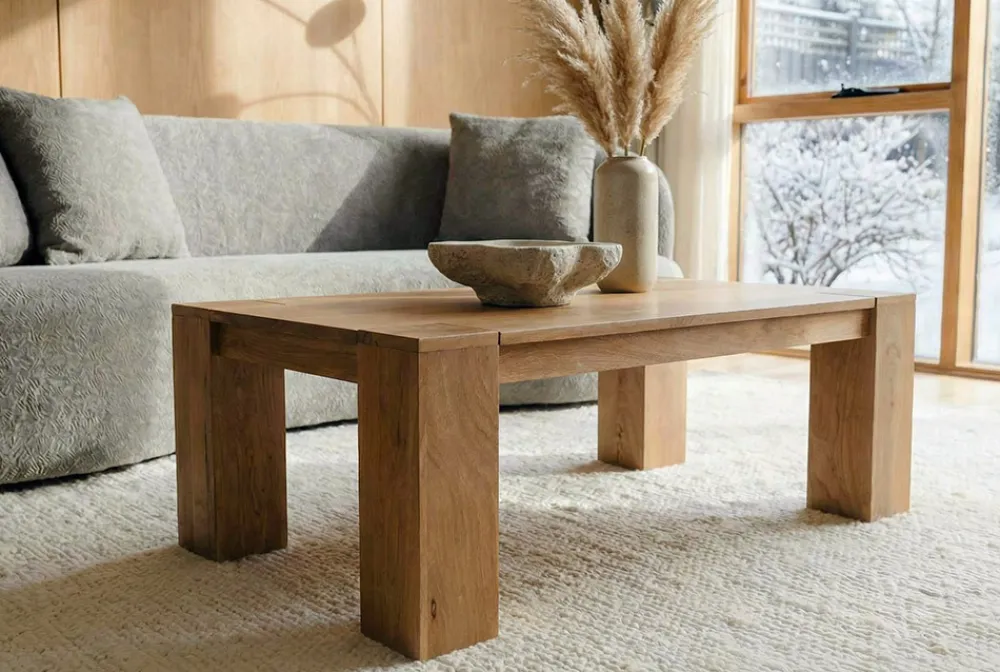 Riess-Ambiente Mehr...|Couchtische > Massiver Couchtisch MAKASSAR 100cm natur Mangoholz cream finish einzigartige Maserung