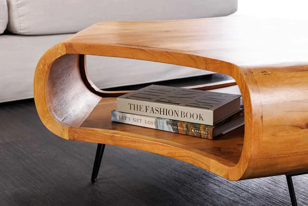 Riess-Ambiente Mehr...|Couchtische > Massiver Couchtisch ORGANIC LIVING 90cm braun honey finish Akazienholz mit Stauraum