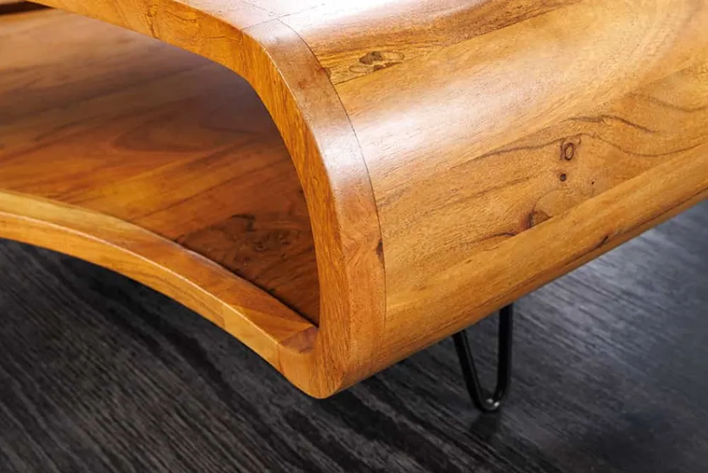 Riess-Ambiente Mehr...|Couchtische > Massiver Couchtisch ORGANIC LIVING 90cm braun honey finish Akazienholz mit Stauraum
