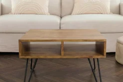 Riess-Ambiente Couchtische & Truhen|Retro Möbel > Massiver Couchtisch SCORPION 60cm braun honey finish Mangoholz mit Hairpin Legs