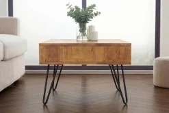 Riess-Ambiente Couchtische & Truhen|Retro Möbel > Massiver Couchtisch SCORPION 60cm braun honey finish Mangoholz mit Hairpin Legs