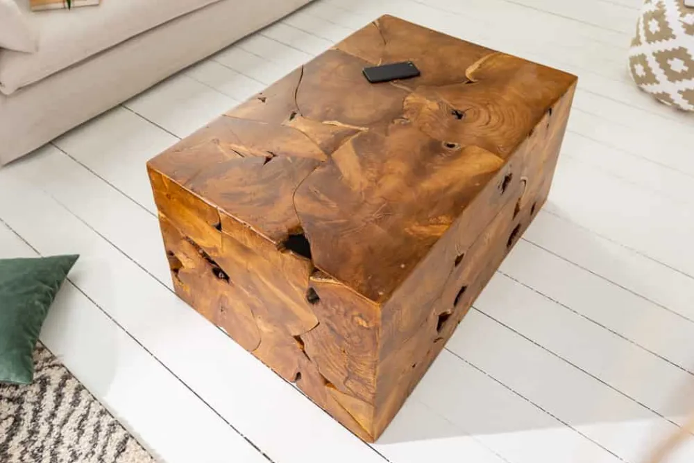 Riess-Ambiente Mehr...|Couchtische > Massiver Couchtisch SQUARE 90cm Teakholz Würfel Handarbeit