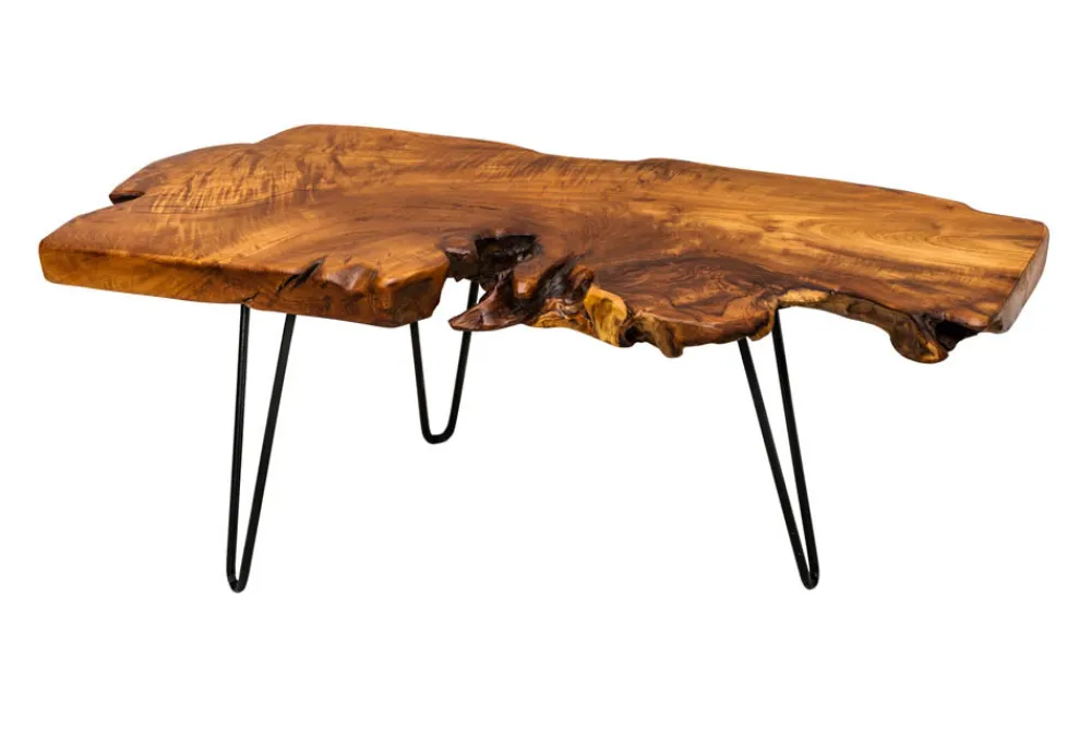 Riess-Ambiente Mehr...|Couchtische > Massiver Couchtisch WILD 100cm Teak Massivholz Baumscheibe Hairpin Legs
