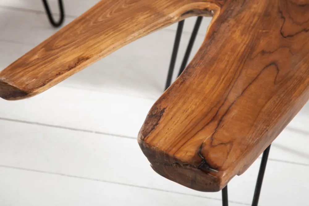 Riess-Ambiente Mehr...|Couchtische > Massiver Couchtisch WILD 100cm Teak Massivholz Baumscheibe Hairpin Legs