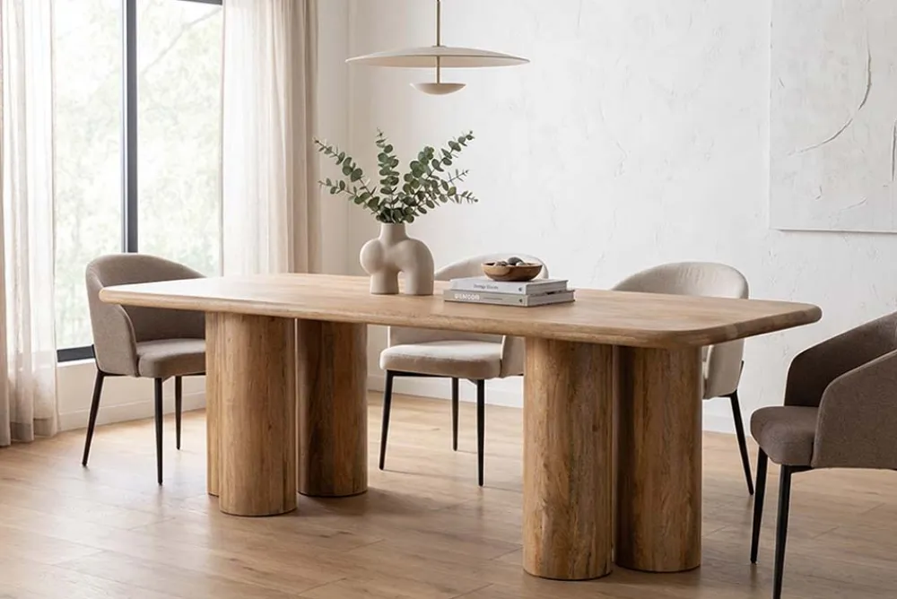 Riess-Ambiente Esstische > Massiver Esstisch ART DECO 240cm natur Mangoholz mit Säulenfüßen