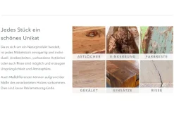 Riess-Ambiente Esstische|Mehr... > Massiver Esstisch BARRACUDA 240cm antik Teak Holz mit Stahl Kufenfüßen inkl. Glasplatte