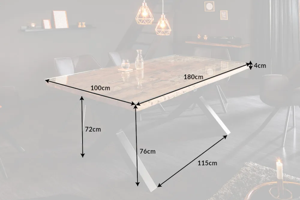 Riess-Ambiente Esstische|Mehr... > Massiver Esstisch BARRACUDA 180cm Teakholz inkl. Glasplatte mit X-Gestell