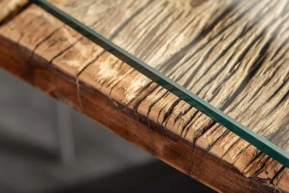 Riess-Ambiente Esstische|Mehr... > Massiver Esstisch BARRACUDA 180cm Teakholz inkl. Glasplatte mit X-Gestell