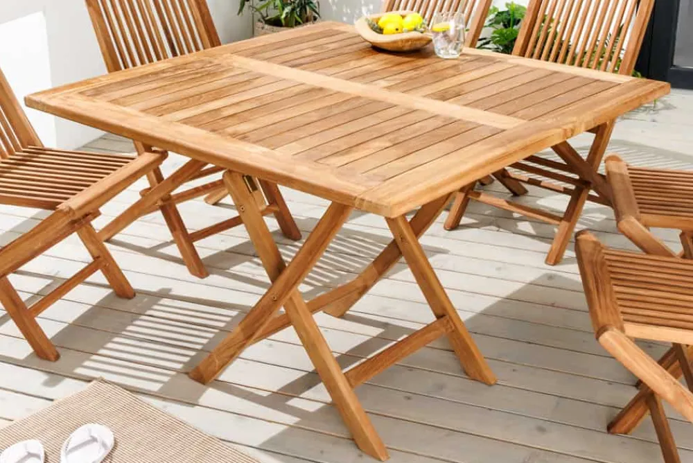 Riess-Ambiente Mehr...|Massivholz Gartenmöbel > Massiver Esstisch EMPIRE TEAK 100cm natur Teakholz klappbar