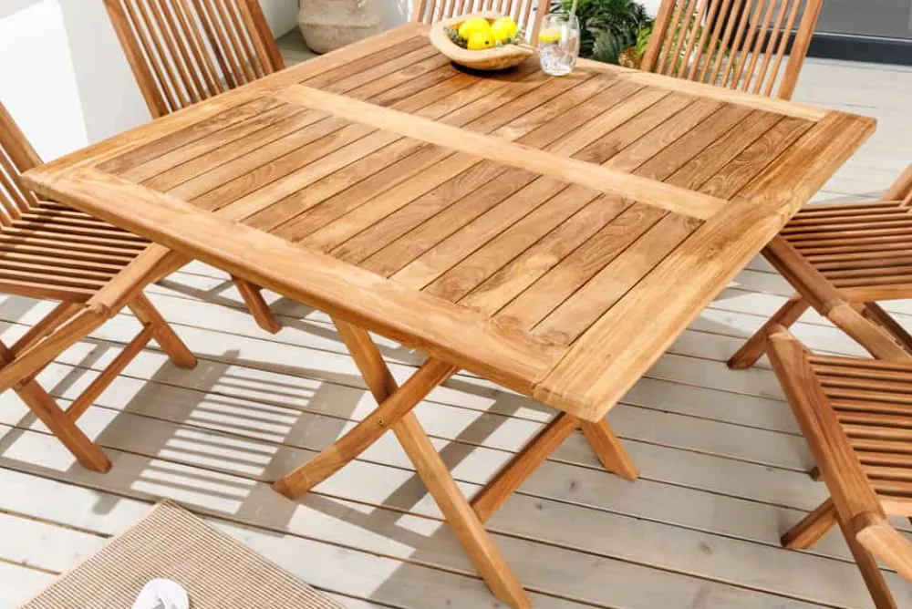 Riess-Ambiente Mehr...|Massivholz Gartenmöbel > Massiver Esstisch EMPIRE TEAK 100cm natur Teakholz klappbar