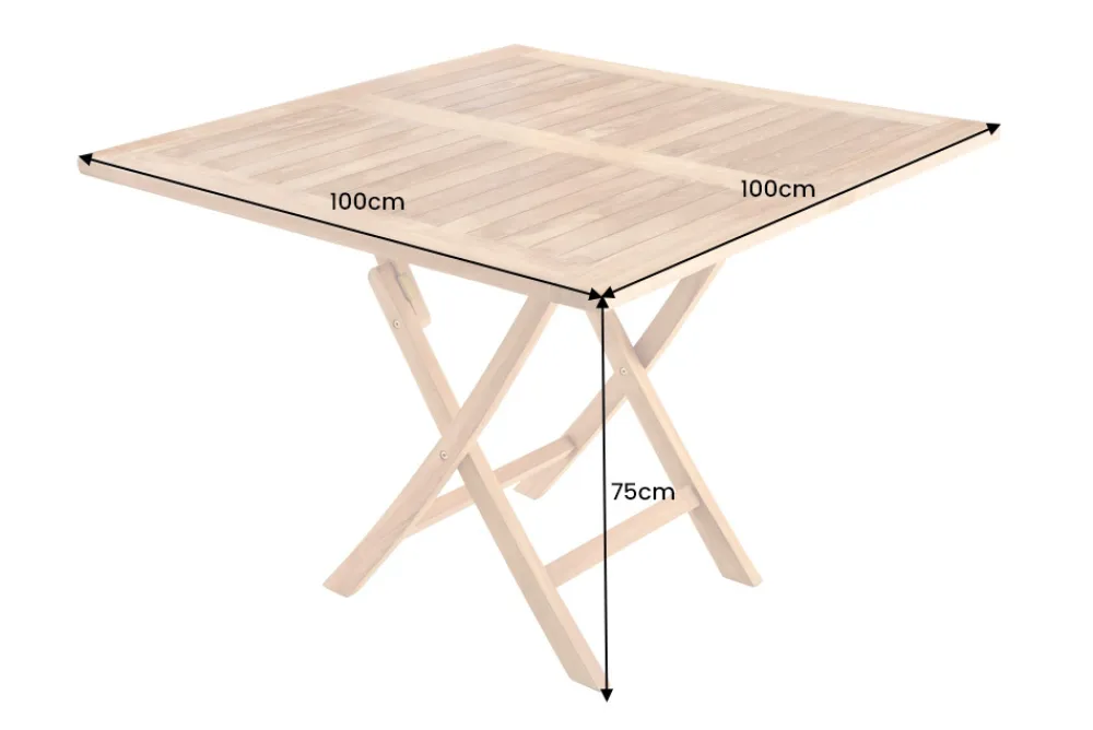Riess-Ambiente Mehr...|Massivholz Gartenmöbel > Massiver Esstisch EMPIRE TEAK 100cm natur Teakholz klappbar