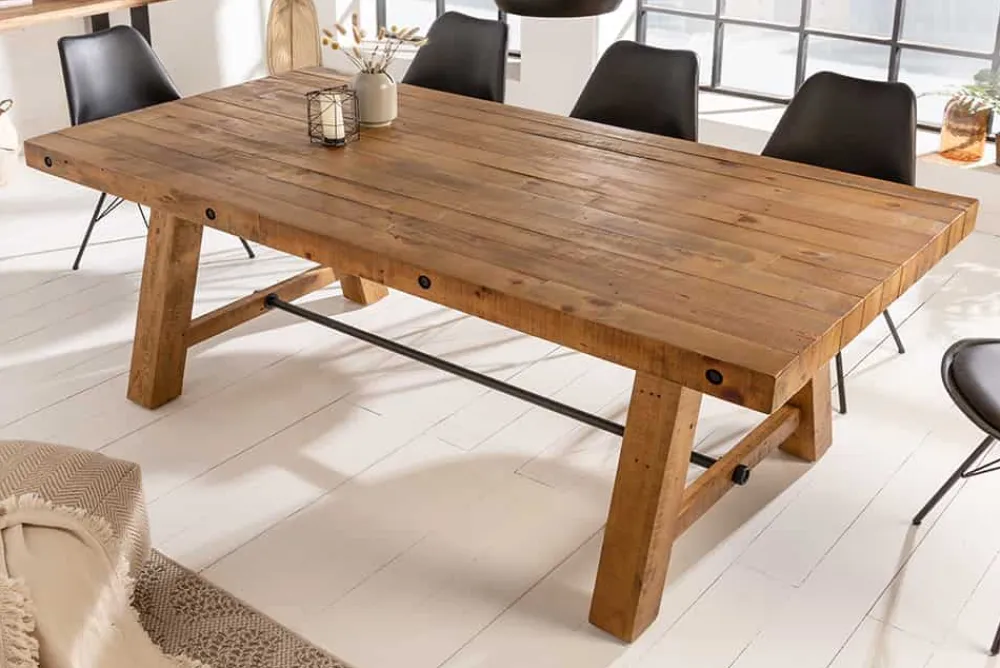 Riess-Ambiente Esstische|Mehr... > Massiver Esstisch FINCA 165cm vintage braun recyceltes Pinienholz Industrial Design