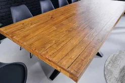 Riess-Ambiente Esstische|Mehr... > Massiver Esstisch GALAXIE 240cm vintage braun recyceltes Pinienholz schwarzes Stahlgestell
