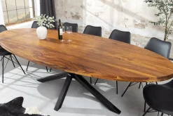 Riess-Ambiente Mehr...|Massivholzesstische > Massiver Esstisch GALAXIE 240cm natur Sheeshamholz oval Sterngestell schwarz